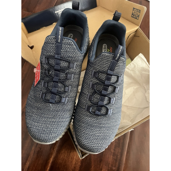 Skechers Men's Sport Air Cooled 5.0 Navy Slip On Sneakers Wide Fit Sz:8